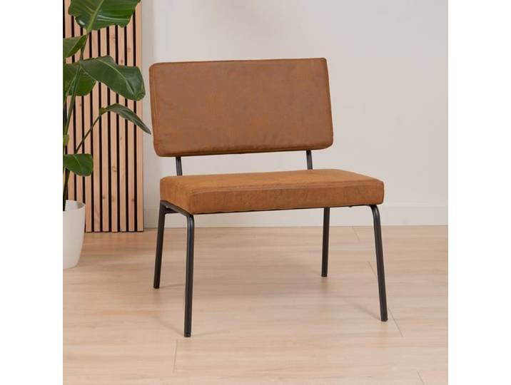 Fauteuil industriel Espen cognac en éco-cuir - Livin24 - Relaxation - Intérieur