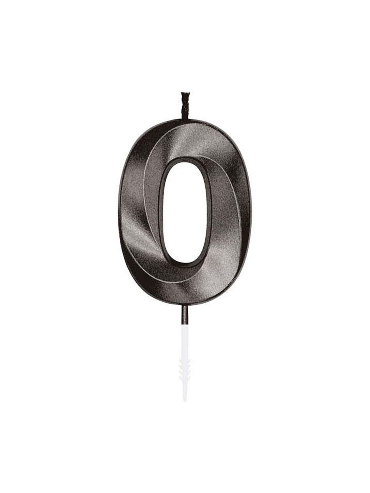 Globos Cake Candle 6cm Metallic Black no. 0