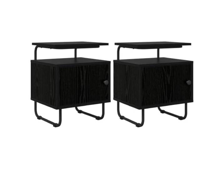 YUTAASU Nachttisch 2 STK. Schwarze Eiche Holzwerkstoff Verzinkter Stahlrahmen, Geräumiger Türstauraum, Kratzfeste Bodenschoner, Matte Metallknöpfe