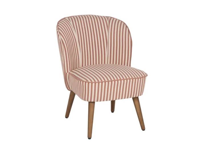 Fauteuil rayures terracotta bois hévéa confort