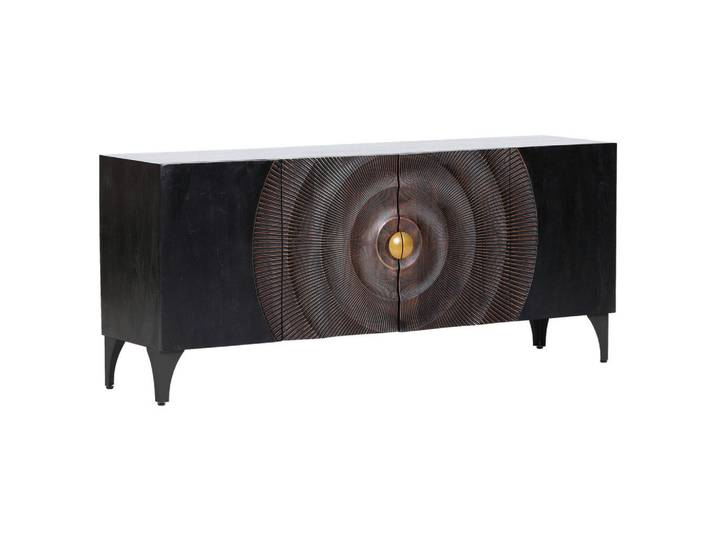 Landscape Sideboard, Schwarz, Gold, Metall, Akazie, massiv, 3 Fächer, 177x78x47 cm, Typenauswahl, stehend, Holzmöbel, Kleinmöbel Holz, Holzkommoden, Sideboards Holz