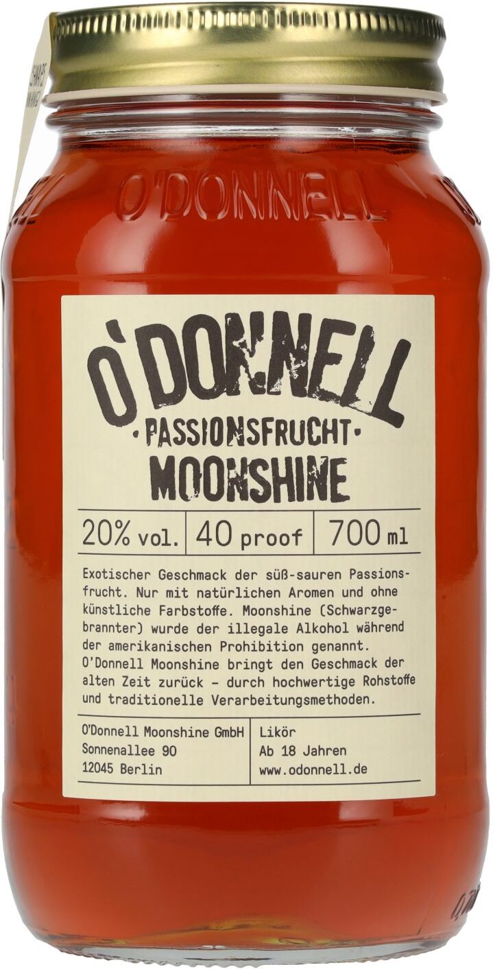O'Donnell Moonshine PASSIONSFRUCHT Likör 20% Vol. 0,7l