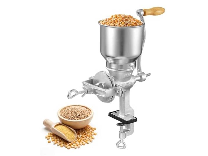 VEVOR Moulin à Grains Manuel avec Trémie Haute\, Moulin à Céréales à Manivelle\, pour Épices Grains de Café Noix Blé Cuisine Maison\, Broyeur à Maïs de Table en Fonte\, Fixation Stable à Serre-joint