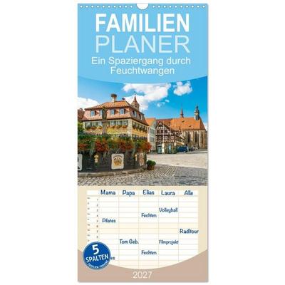 Familienplaner 2027 - Ein Spaziergang durch Feuchtwangen mit 5 Spalten (Wandkalender, 21 x 45 cm) CALVENDO