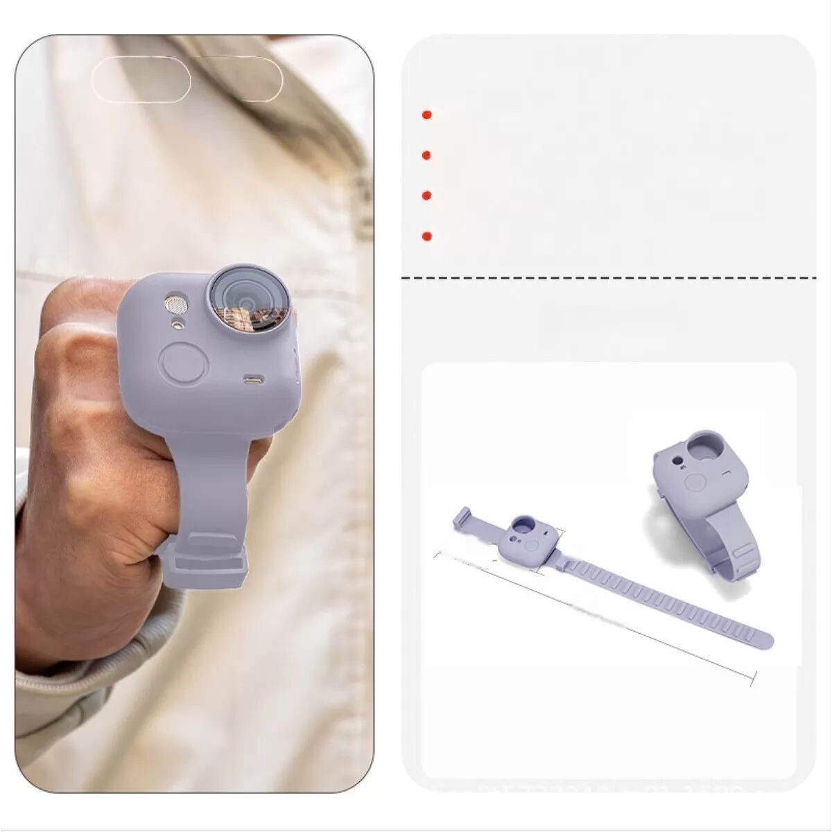 INF Silikon-Handgelenkband kompatibel mit Insta360 Go Ultra – Verstellbares Lavendel-Armband für Sport und Montage