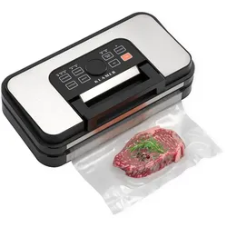 KLAMER Premium Vakuumiergerät für Lebensmittel - Vakuumierer für trockene & feuchte Lebensmittel sowie Sous Vide - doppelte Versiegelungsnaht (silber)