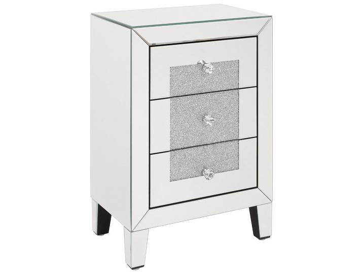 Xora Nachtschrank, Silber, Glas, 3 Schublade(n) Schubladen, 45x65x30 cm, Schlafzimmer, Nachttische