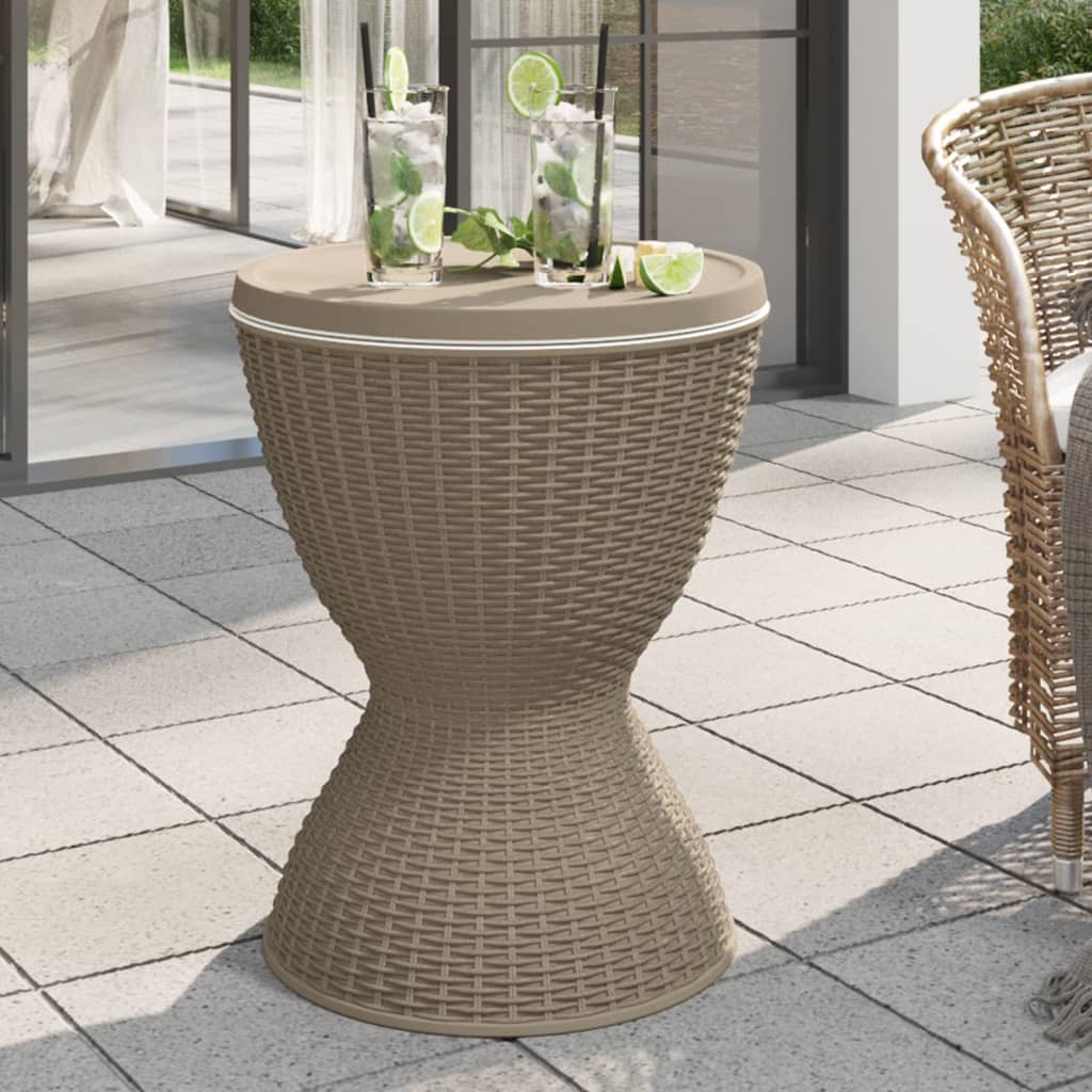 vidaXL Table à glacière 3 en 1 marron clair polypropylène