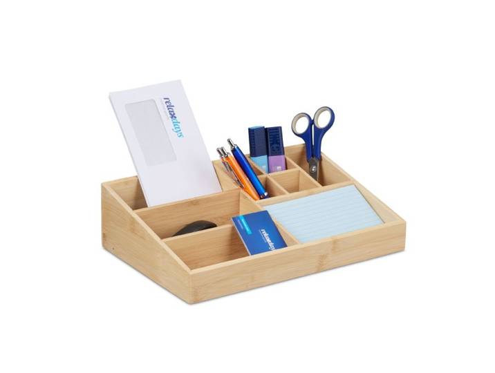 Relaxdays Bambus Schreibtisch Organizer 9 Fächer