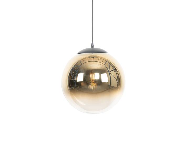 Suspension Art Déco noire avec verre doré 33 cm - Pallon