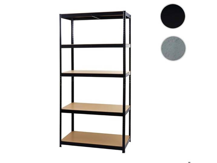 Etagère robuste HWC-E33 5 étagères noir 200x100x60cm