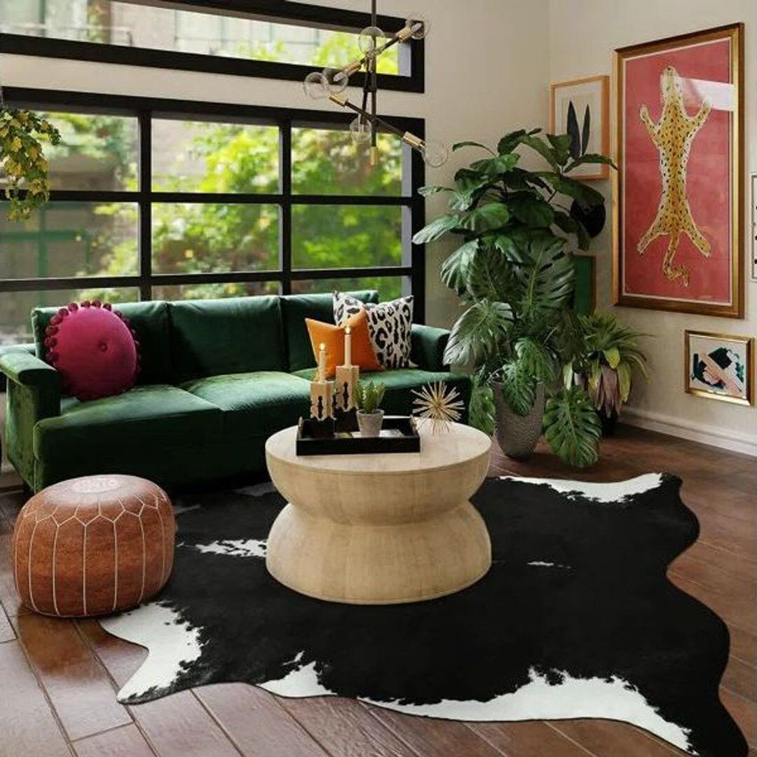 Lochas Animal Print Area Rug Black Rectangle 190 x 214 cm