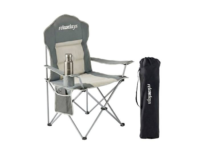 Faltbarer Camping Stuhl Beige-Silber-Grau