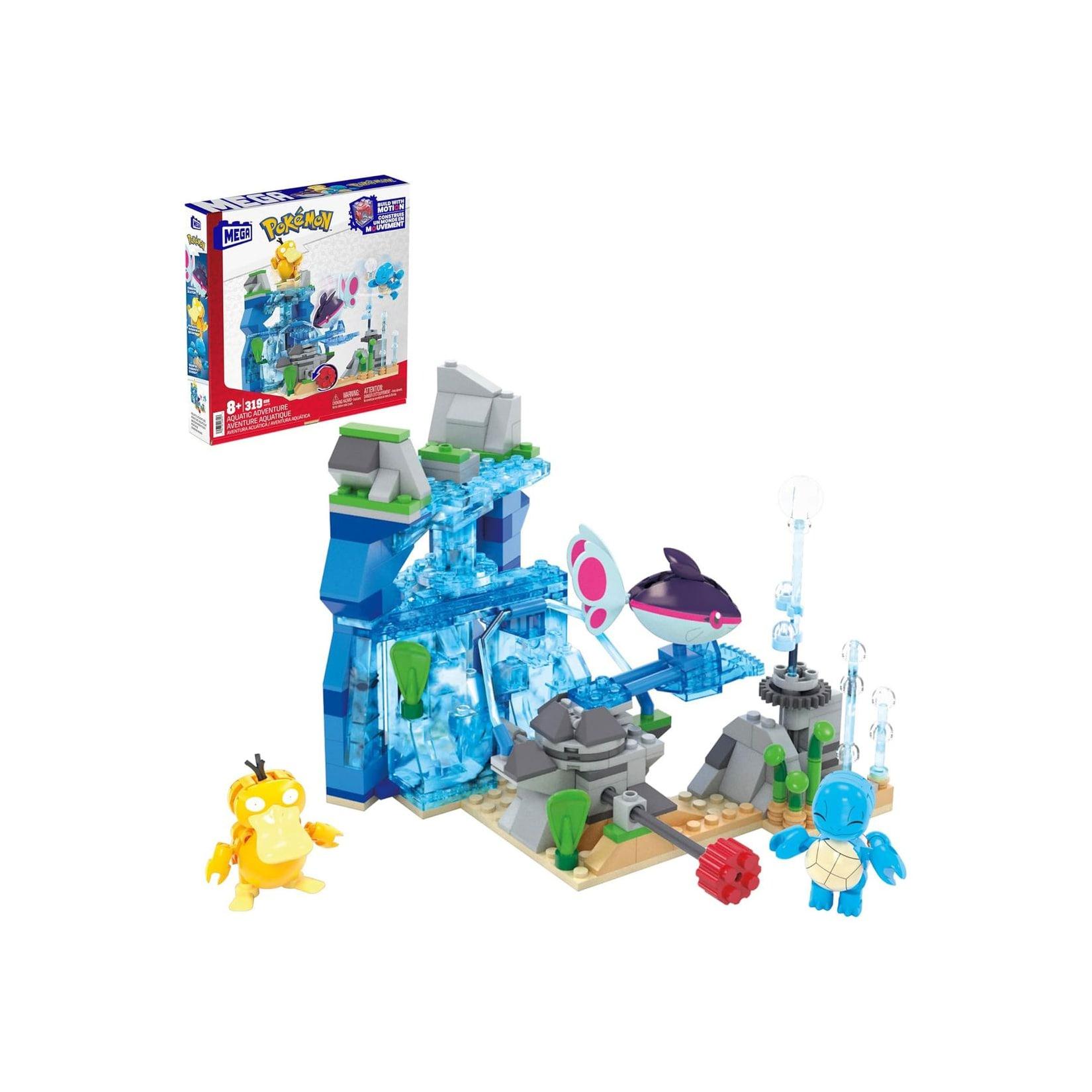 Mattel HXF79 - Mega - Pokémon - Wasserabenteuer mit Schiggy, Enton & Finneon - Bauset mit 319 Teilen