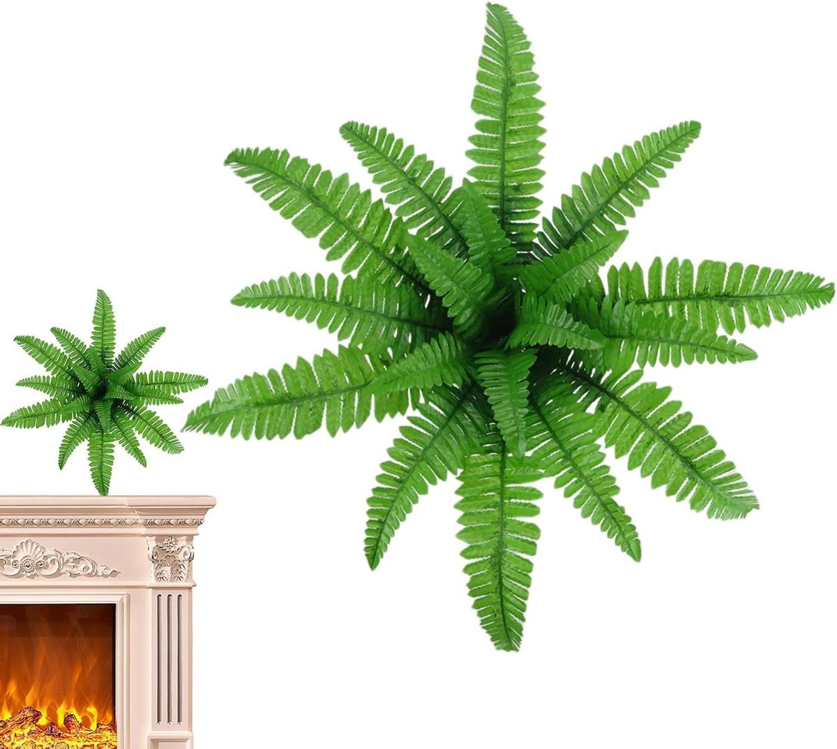 Groene kunstvaren voor buiten decoratie, UV-bestendig, 58 cm lengte