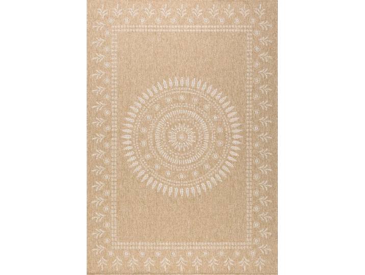 Tapis intérieur et extérieur effet jute motif oriental blanc 160x230