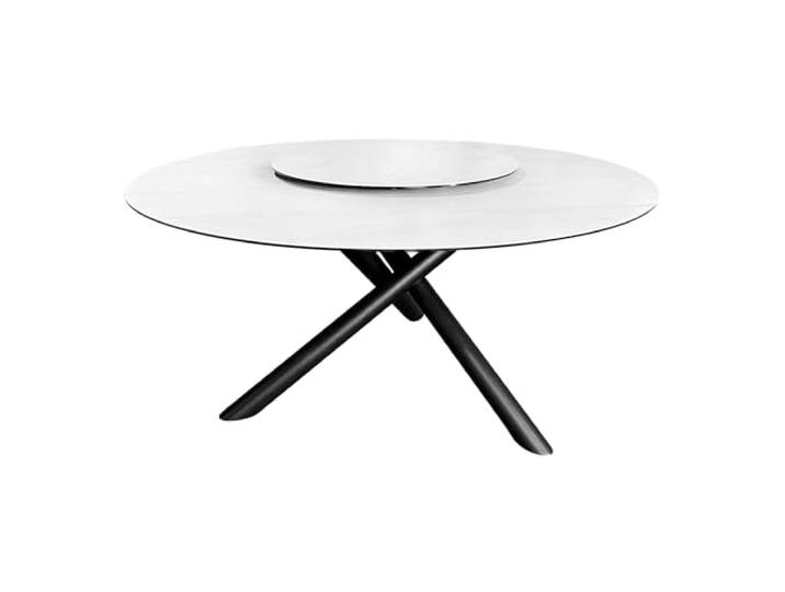 Esstisch SPIN 150cm - schwarz weiß - Keramik - Dreifuß-Metallgestell Drehbar, abnehmbarer Bezug, hier finden 6-8 Personen Platz, hochwertig, Design-Highlight, ca. 60 kg Belastbarkeit