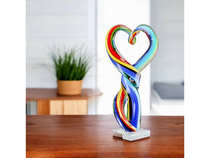 Fantasy-Figur CASABLANCA BY GILDE Skulptur Twist, mehrfarbig , bunt (mehrfarbig), B:17cm H:34cm T:10cm, Glas, Dekofiguren, Fantasy-Figur