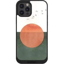 Nivocase Handyhülle für Apple iPhone 12 Pro Hülle NIVOpure Case Schwarz Sonnenschein Sonnenuntergang Vogel (Apple iPhone 12 Pro), Smartphone Hülle, Schwarz
