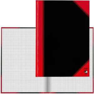 Bantex Notizbuch 100302815 Chinakladde, Karton Hardcover, schwarz / rot, 96 Blatt / 192 Seiten, 70 g/m², kariert, A4