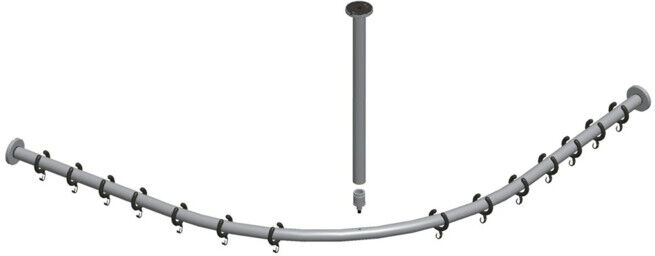 Keuco Ensemble tringle rideau de douche Plan chromé, pour douche quart de cercle 90x90cm (14938010900)