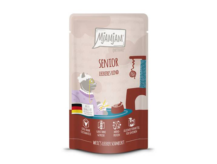 MjAMjAM Senior Quetschie Nourriture humide pour chats Bœuf 125 g