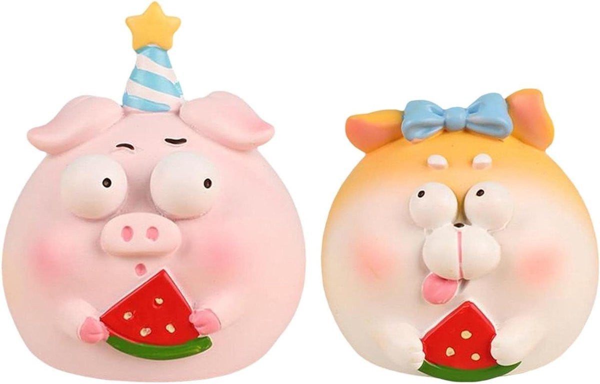 Set van 2 creatieve cartoon dashboard figuren voor in je auto, multicolor