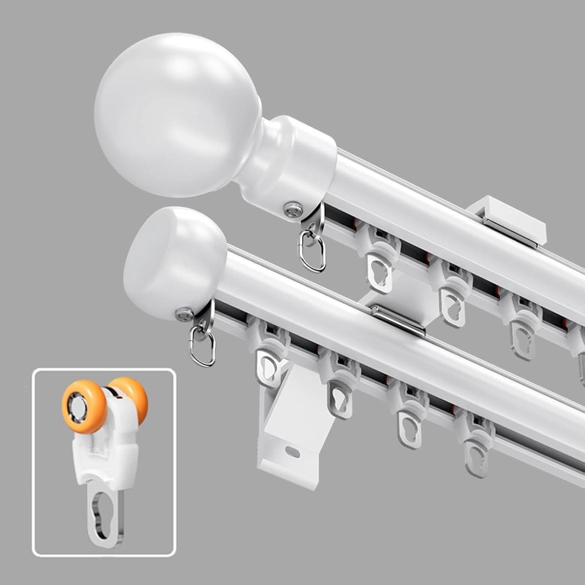 Gordijnroede Set Dubbele Rails Wit - 420 cm