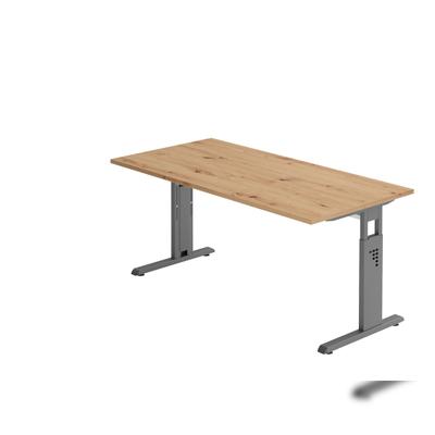 Hammerbacher-Schreibtisch C-Fuß 160x80cmAsteiche/Graphit-VOS16/R/G