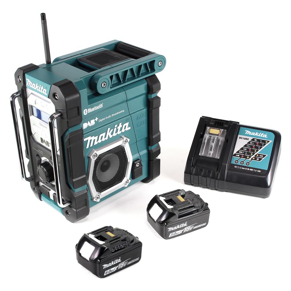 Makita DMR 112 RG Akku Baustellen Radio 7,2 - 18V Bluetooth DAB+ + 2x 6,0Ah Akku + Ladegerät (DAB, DAB+, FM, Bluetooth) (DMR112RG)