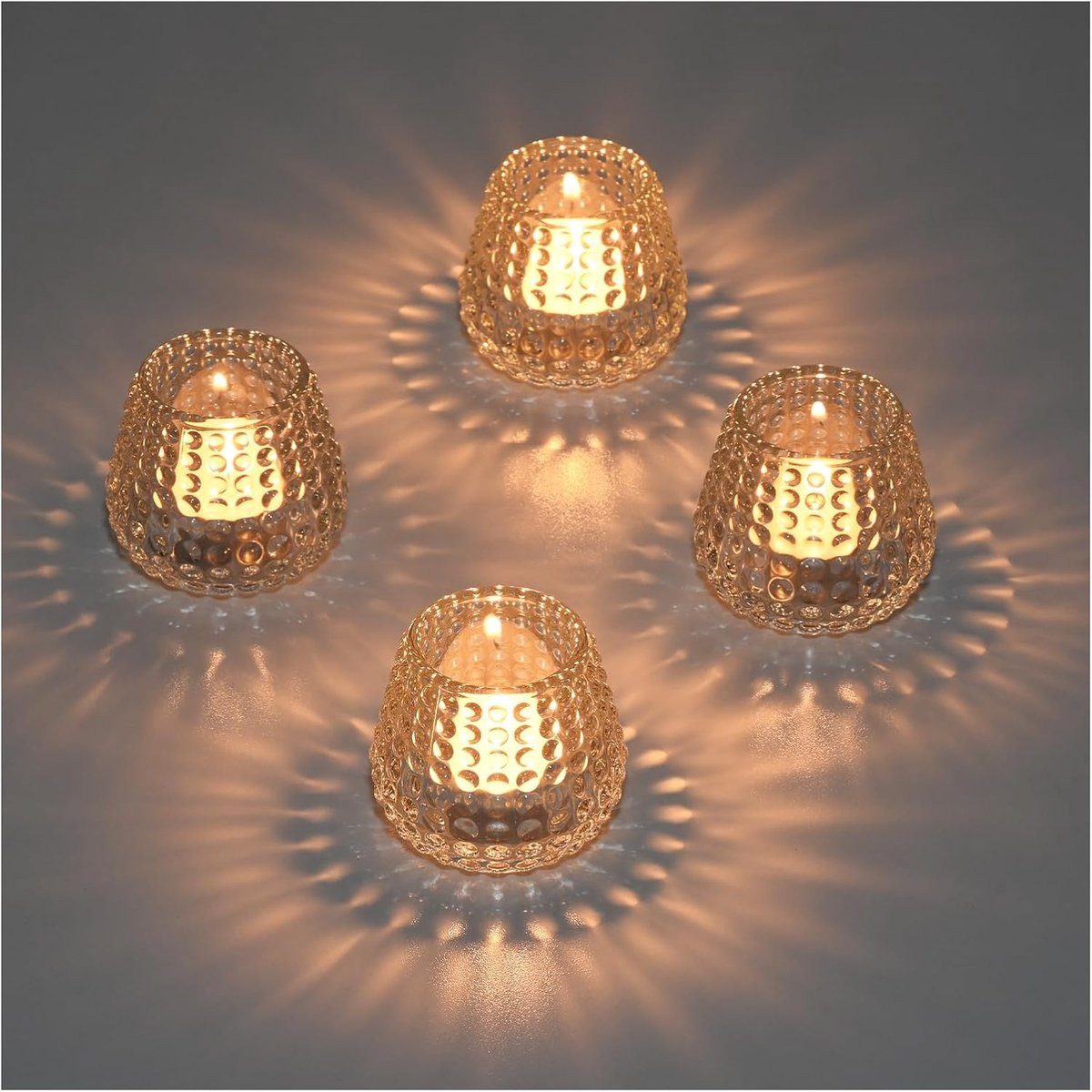 Polkadot Glazen Waxinelichthouders Transparant - 4 stuks