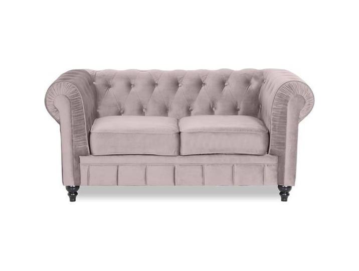 Canapé Chesterfield Velours 2 Places Altesse Taupe