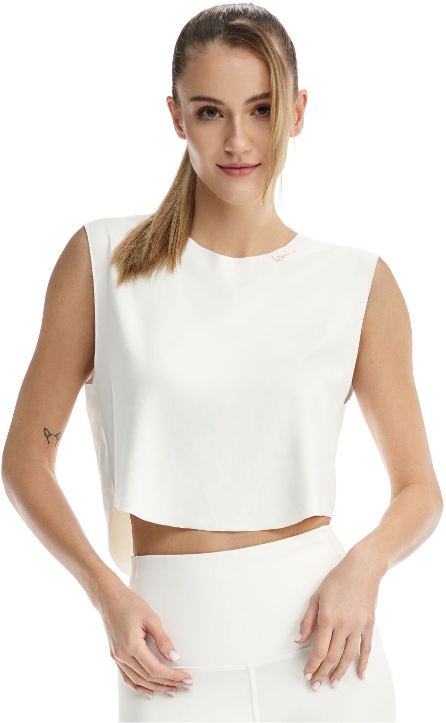 Crop-Top WINSHAPE "AET115LS", Damen, Gr. XXL, weiss (cream), 85% Polyester, 15% Elasthan, Rückenausschnitt, Tops Crop-Top, Functional Soft and Light cream XXL