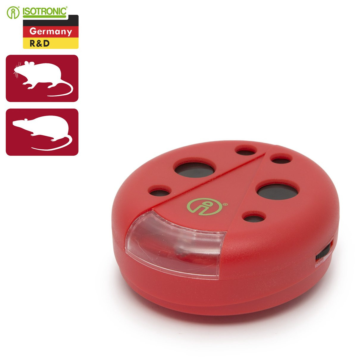 Isotronic Ultrasone Muizenverjager voor muizen en ratten met LED-licht en volumeregeling, 2 stuks