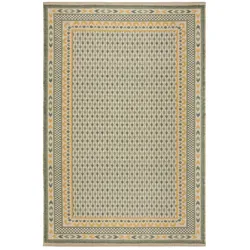 KADIMA DESIGN Teppich Jacquard-gewebt aus Jute und Baumwolle, mit farbenfrohem Boho-Bordüren-Muster, robust und fußbodenheizungstauglich | 200x290cm
