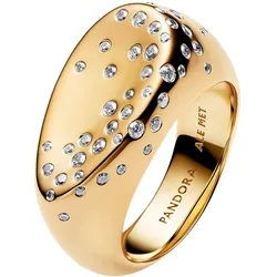 Pandora 164671C01 Ring für Damen Ovaler Siegelring mit Steinbesatz Goldfarben, 58/18,5
