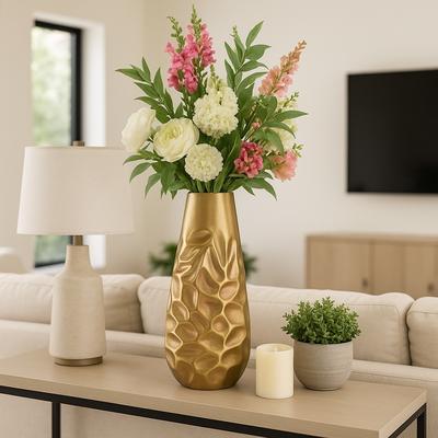 Sagebrook Home Decorative Vase - Bronze Metal Hammered Textured, 19 in.