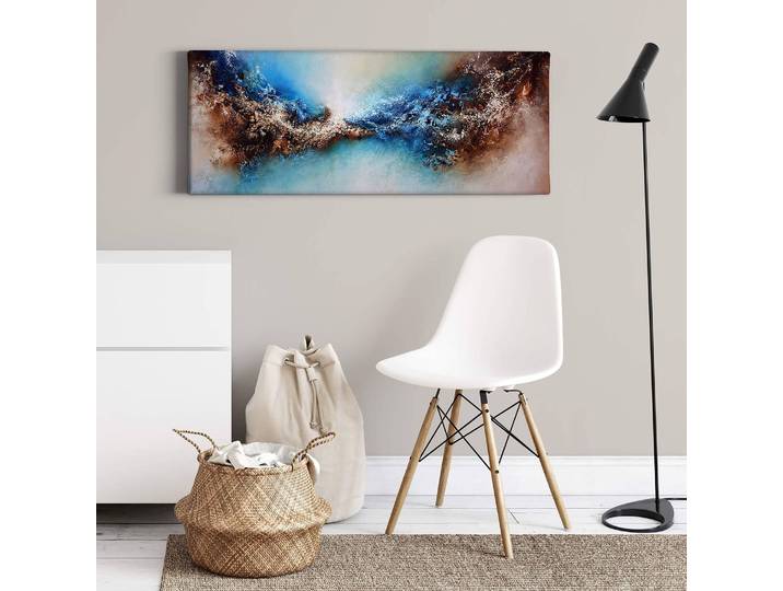 Leinwandbild Blended Polyester PVC / Fichtenholz Blau 100 x 40cm