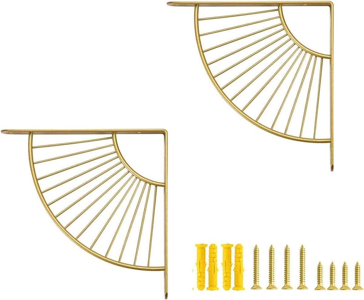 Decoratieve Wandsteunen voor Planken - Goud - 2 Stuks - 15 cm