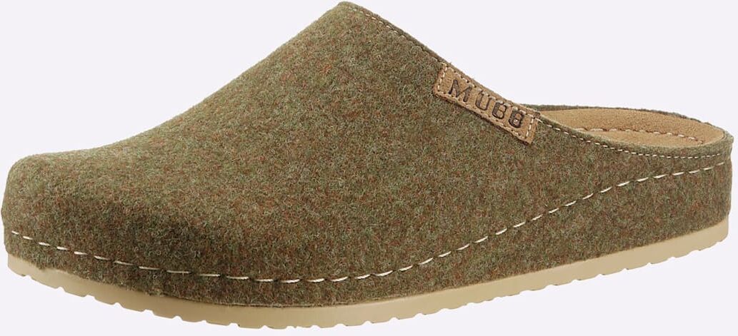 Hausschuh MUBB, Damen, Gr. 36, Warmfutter, grün (oliv), Wolle, Schuhe Hausschuh oliv 36, Warmfutter