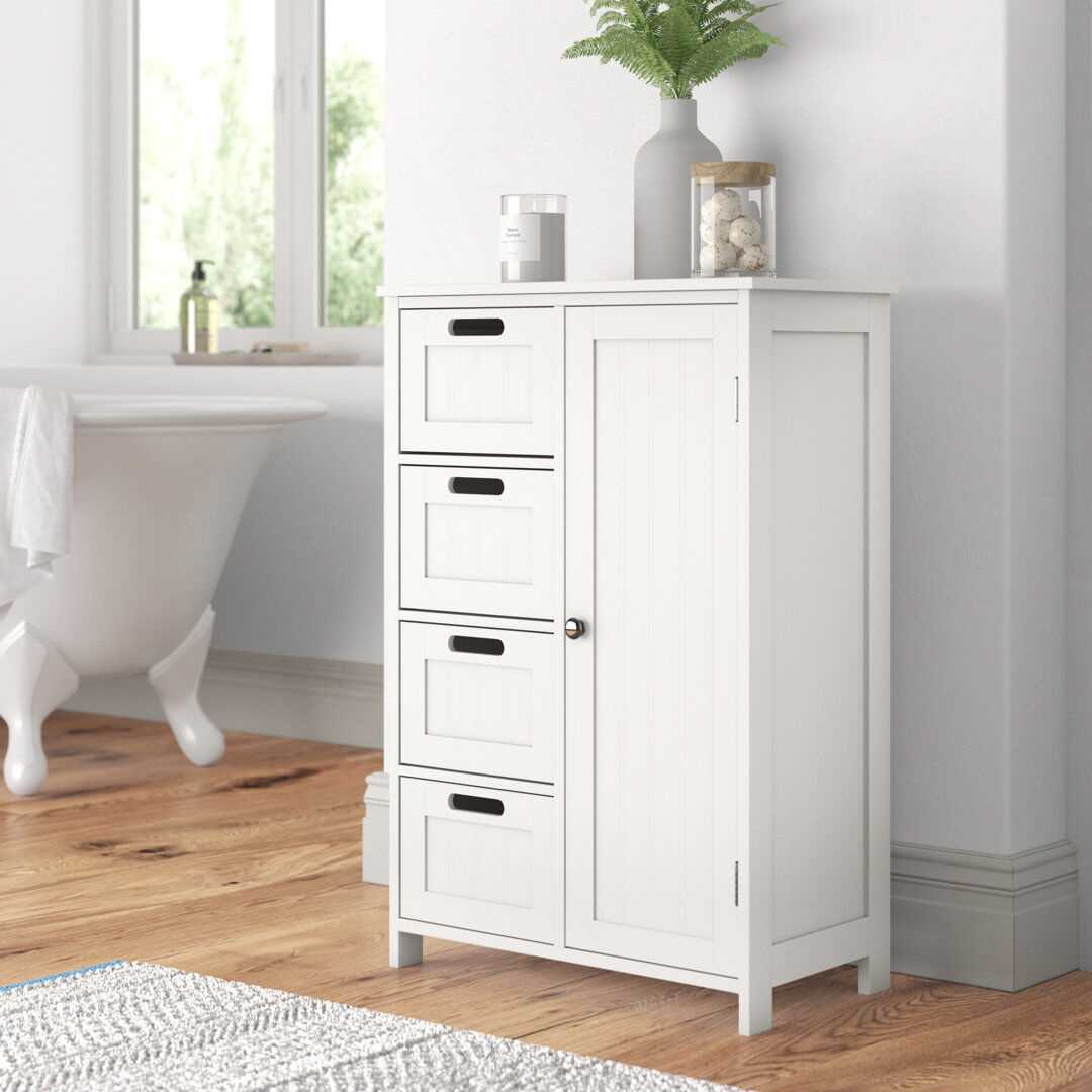 Fernleaf Caleigh Freestanding Bathroom Cabinet White 82cm H X 55cm W X 30cm D