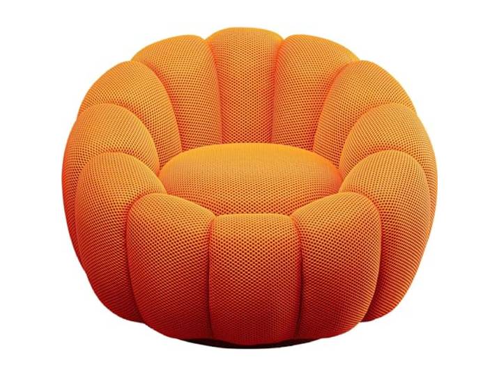 Kare Design Drehsessel Peppo Bloom, Orange, 40 cm Sitzhöhe, Polstersessel, Relaxsessel, 360 Grad Drehbar, Wohnzimmer, 68x94x94 cm (H/B/T)