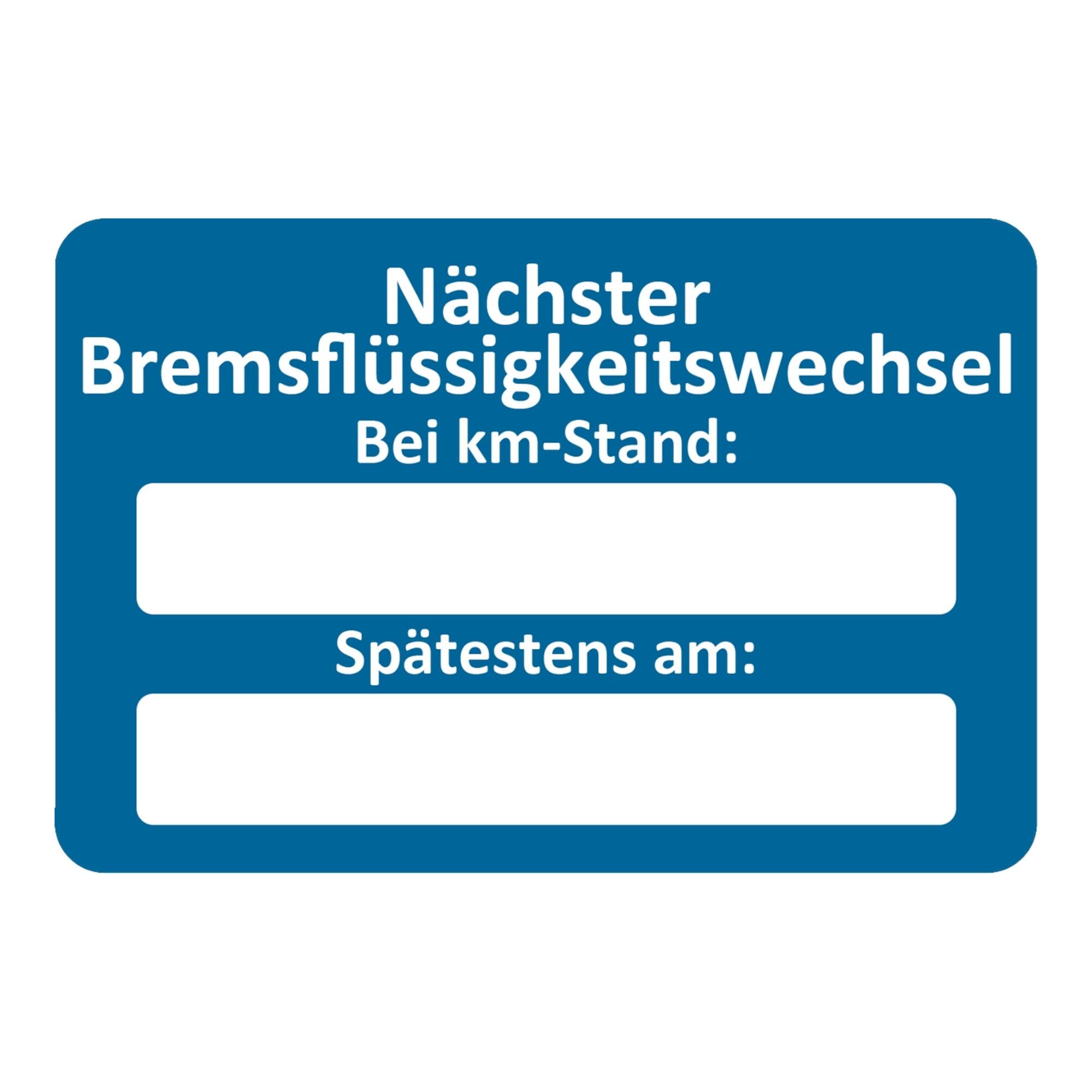 Eichner Kundendienstaufkleber, Text: Nächster Bremsflüssigkeitswechsel (9220-00057)