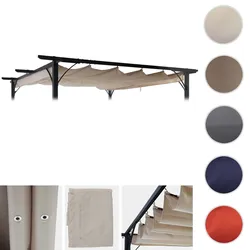 Ersatzbezug 370x300cm für Dach Pergola Pavillon HWC-C42 3,5x3,5m ~ creme