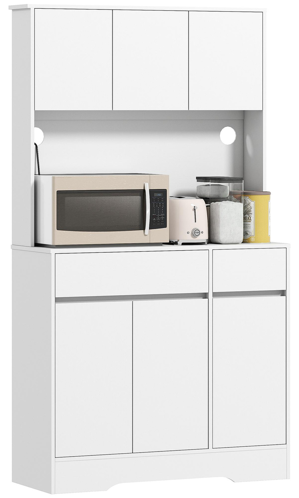 HOMCOM Keukenbuffet met werkblad en 6 deuren, wit