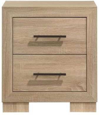 Benjara Poxy Nightstand, 2 Drawers and Hidden Casters, Oak Brown, 25 Inch