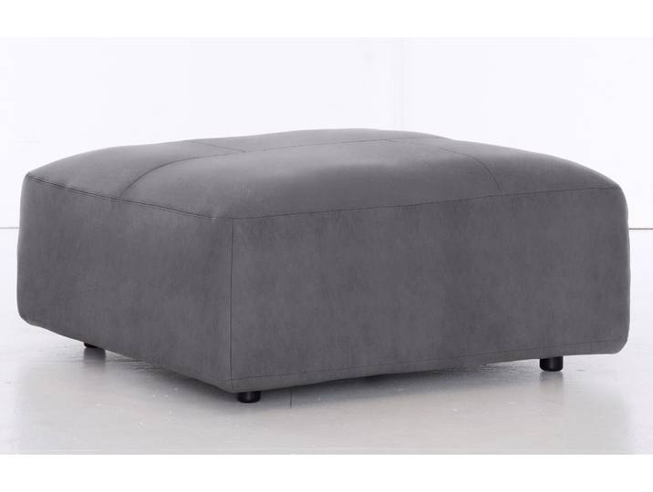Hocker, Flachgewebe & Leder, Grau (Stone CRONA), 100×43×100 cm, Landhaus, Musterring LUCIA