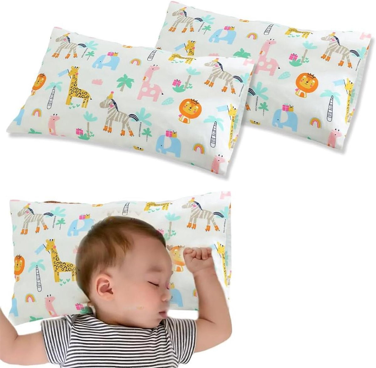 VVGoods Set van 2 katoenen kussenslopen met diermotief voor kinderen, 30 x 50 cm