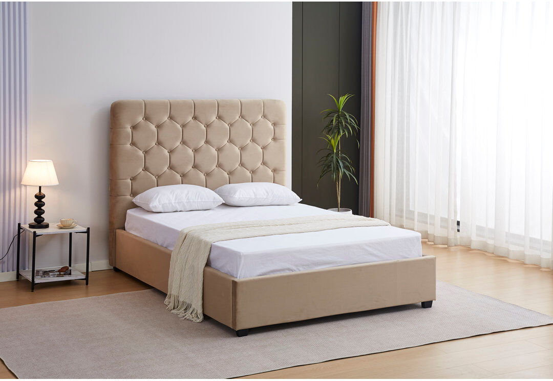 Brayden Studio Madison Ottoman Bedframe Tan Kingsize (5')