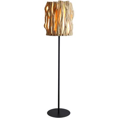 SALESFEVER Stehlampe "Walt", beige (natur, schwarz), 1, Ø 33cm H: 140cm, 1 Stk., Leuchten, handgefertigt, in Fackeloptik, Stehlampe